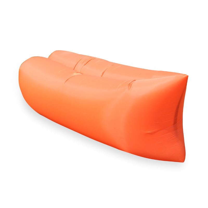 Mounteps Lazy Outdoor Inflatable Sofa Air Bed Lounger, Quick Inflation, Waterproof & Durable, Portable Camping Beach Hangout Sack for Adults (Orange)