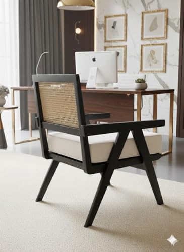 Image of WELL KNOWN Wooden Folding Chair | Portable Foldable Armchair for Balcony, Patio, Living & Drawing Room | Sheesham Wood, Honey Finish (Walnut - Rattan)