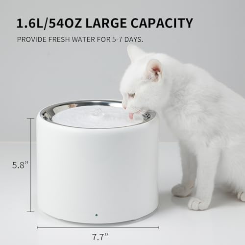 Image of PETKIT Eversweet 3 Pro Cat Water Fountain with Wireless Pump, 1.6L /56oz Stainless Steel Pet Fountains for Cats Indoor, Automatic Water Dispenser Ultra Quiet, App Monitoring