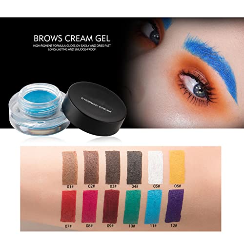 Melemando 12 Color Eyebrow Cream, Long Lasting Eyeliner Waterproof Colorful Eyebrows Pomade Gel, Smooth Eye Brow Makeup Cosmetics With Eyebrow Brush (#01 Light Brown） #TOP2