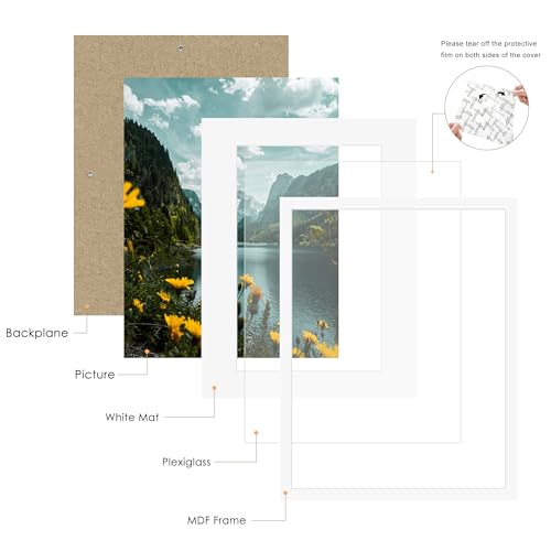 Picrit 17x22 Picture Frame 3 Pack, White Poster Frame, Display Poster 12 x 18 with Mat or 17 x 22 without Mat for Horizontal or Vertical Wall Mounting