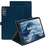 KUSINHOKA Hülle Kompatibel mit SVITOO P108 12 Zoll, PU Leder Flip Hülle mit Abdeckung Klappständer, Stoßfest Magnetische Tablet-Schutzhülle Cover mit Handschlaufe, Blau