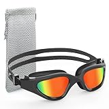 Kimasha Swim Goggles, Polarized Swimming Goggles Swimming Goggles for Men Women Adults,Anti Fog/UV Protection (Polarized + Mirror Red)