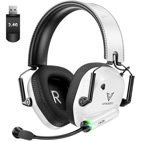 Vakedy Wireless Gaming Headset with Microphone Cover