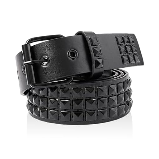 HDGSAFD 1 cinturón gótico con remaches para mujer, estilo vaquero, estilo punk, cinturón unisex con remaches (negro), Negro , 110 | Ya disponible en tu tienda friki favorita! En mundofriki.es!