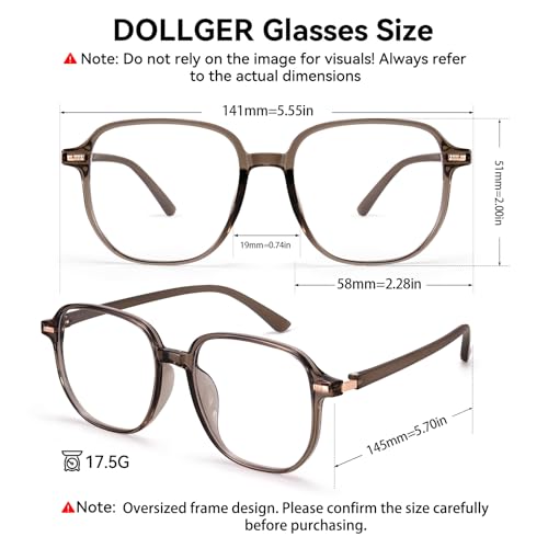 Image of Dollger Blue Light Glasses for Women Oversized Square BlueLight Blocking Large Frame Stylish Eyeglasses