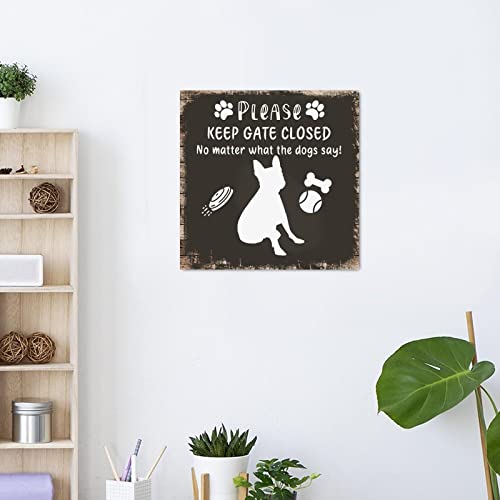 Panneau en bois Please Keep Gate Closed de signalisation et décoration murale - 30,5 cm - 4