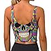 Women Girls Yoga Bras U-Shaped Back Comfortable Sweat Vest with Pads Elastic Sportswear for Gym Fitness, for Trippy Skull Art