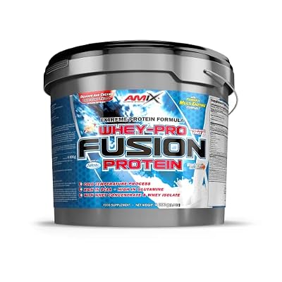 AMIX -Proteína Whey -Pure Fusion – 4 Kg -Concentrado de Suero Ultra Filtrado -Proteína Isolada con Splenda -Contiene L-glutamina -Proteínas para Aumentar Masa Muscular -Sabor Doble-Chocolate blanco