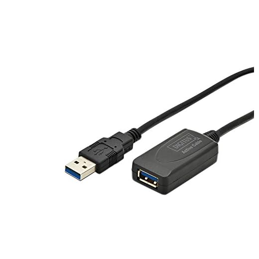 DIGITUS Aktiv USB 3.0 förlängningskabel, repeaterkabel, 5 m lång, USB A-kontakt till USB A-uttag, plug and play, strömförsörjning via USB, svart