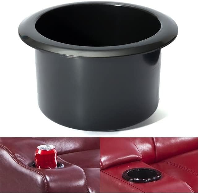 LFM- Sofa Cup Holder Black for Couch, Recliner, Car, Table – Plastic Can & Bottle Insert (Pack of 4)