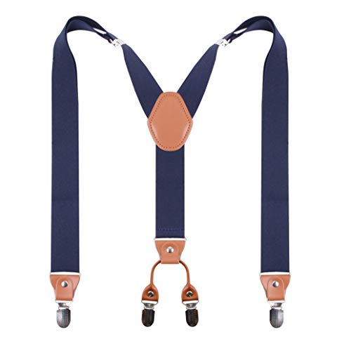 Image of Suspenders Bow Tie for Mens and Women Heavy Duty Elastic Wide Suspenders Strong 4 Metal Clips Adjustable