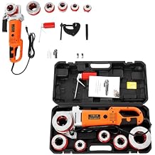 Electric Pipe Threader, 2300W Handheld Electric Pipe Threader Machine with 6 Dies 1/2-Inch to 2-Inch Pipe Threading Die Heads and Carrying Case,Portable Heavy-Duty Hand-Held Power Drive Kit