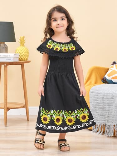 Image of Mexican Dress for Girls Traditional Vestidos Mexicanos Cinco de Mayo Embroidered Dresser Toddler Kids