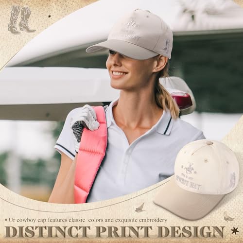 Image of JaGely Two Tone Western Cowboy /Cowgirl Trucker Hat for Women Men Gift Vintage Embroidered Country Baseball Cap
