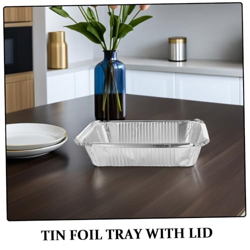 Recipientes de aluminio desechables con tapa Mikikit bandejas rectangulares comida para llevar 4