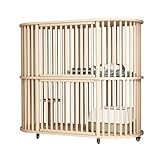 Gooatry Large Double-Decker Wooden Cat Enclosures,Furniture-Style Cat Cage with Wheels,Cat Litter Box Enclosure,Household Indoor Solid Wood Pet Fence with Jump Platform,Suitable for 2 Cats