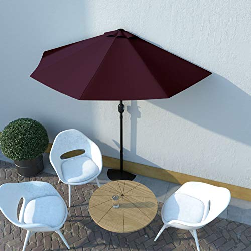 Parasol terrasse extérieur bordeaux LAPOOH 270x135 cm pour patio mural
