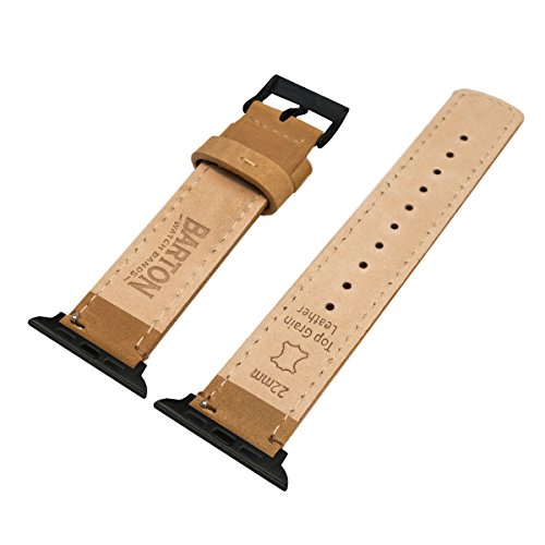 Image of BARTON WATCH BANDS - Top Grain Leather Watch Bands Compatible with Apple Watch Models - 1, 2, 3, 4, 5, 6, 7, 8, 9, 10, SE, Ultra & Ultra 2