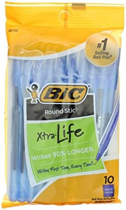 Bic Round Stic Xtra Life Medium Ballpoint Pen, Blue Ink 10 ea image 3