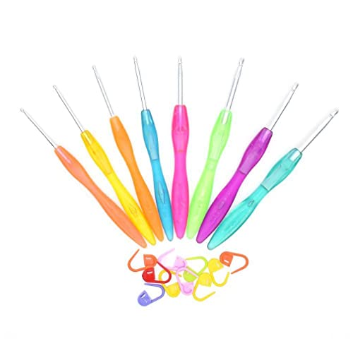 Kit 8 Agulhas de Crochê Coloridas + 10 Marcadores de Ponto - Lanmax