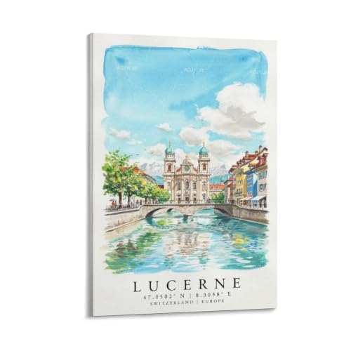 Poster paysage urbain aquarelle 50 x 75 cm pour habiller un mur vide