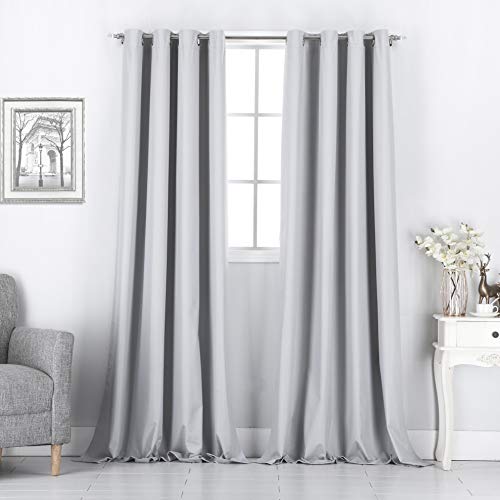 Rooney Cortinas opacas para tratamiento de ventanas con aislamiento y ojales, para dormitorio o sala de estar, 2 paneles, 52 pulgadas de ancho x 84 pulgadas de largo, color plateado