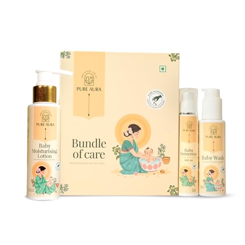 Image of Pure Aura Winter Special Baby Care Kit | Moisturising Lotion + Baby Wash + Sunscreen | Chemical-Free | For Soft & Sensitive Skin | Safe for Newborns & Kids | Doctors Recommended | Made in India