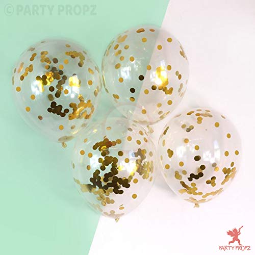 Image of Party Propz Golden Happy Birthday Banner - 9 Pcs Birthday Decorations Kit With Golden Confetti Balloons For Decoration | Bday Decors Items for Wife | Birthday Decorations for Husband
