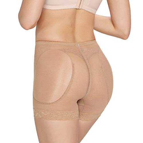 DICOINA Damen Fake Butt Lifter Hip Enhancer Shaper Boyshort Control Panties Pad Panties Control Knickers, Fake Buttocks, L-Beige (Beige 4XL) Cover