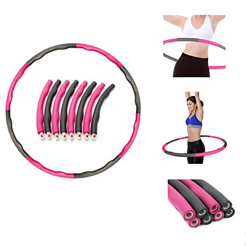 Vlio Hula Hoop, Folding Fitness Wave Weighted Hula Hoops 1kg 8 Sections for Exercise, Foam Paded Gym Hoola Hoops for Youth Adults Ladies