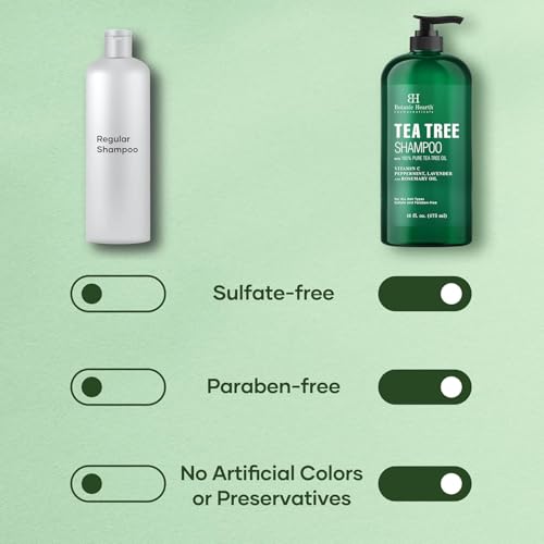 Image of Botanic Hearth Tea Tree Shampoo, Vitamin C, Peppermint, Lavender and Rosemary Oil, Fights Dandruff and Dry Scalp, 16 fl oz