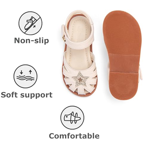 Image of THEE BRON Toddler Girls Closed-Toe Sandals Sweet Retro Cutout Summer Dress Shoes