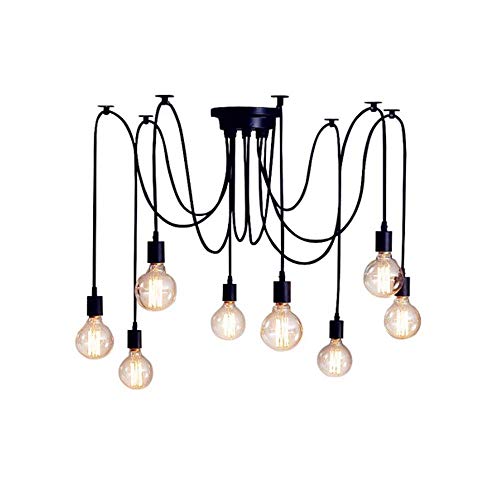 Ceiling Spider Lamp Light Pendant Lighting, Antique Classic Adjustable DIY Lighting Chandelier Modern Chic Industrial Dining 8 Arms(Each with 1.5m Wire)