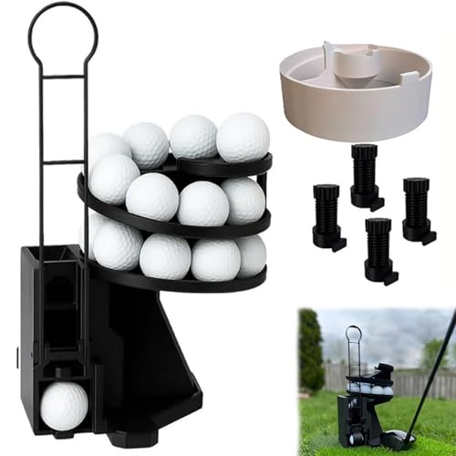 Range Reload Golf Ball Launcher Pro, Automatic Golf Ball Teeing Device Training Machine, Portable Large Feeder and Dispenser 25-Ball, Tee up Machine with Foot Pedal, Need to Assemble (Black Upgrade)