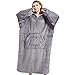 Genfien Übergroße Hoodie Sweatshirt Decke Super Weiche Warme Bequeme Decke Hoodie Einheitsgröße Passt Frauen Mädchen Männer Jungen Freunde, grau, One size
