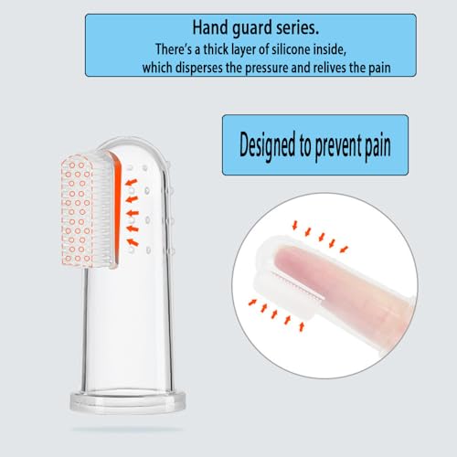 Image of 6 Pcs Dog Toothbrush Set: Triple Head & Pet Finger Toothbrush, Black & White, Manual, Suitable for Cats & Dogs