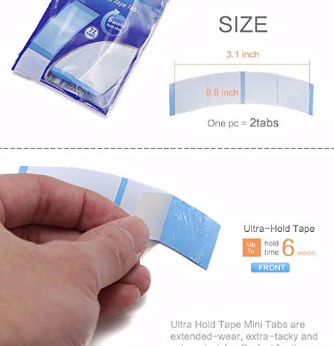 Image of Ritzkart Ultra Hold Tape 72 Tabs - Double Sided Super Thin Adhesive for Toupee & Hair Systems Strong Hold Wig & Hair Extension Tape for Men & Women (2 PC)