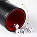 Skylety 6 Pcs PU Leather Dice Cups Set, Red Leatherette Felt Lining Quiet Shaker with 30 Dices Liars dice Game for Craps Farkle Casino Game Family Bar