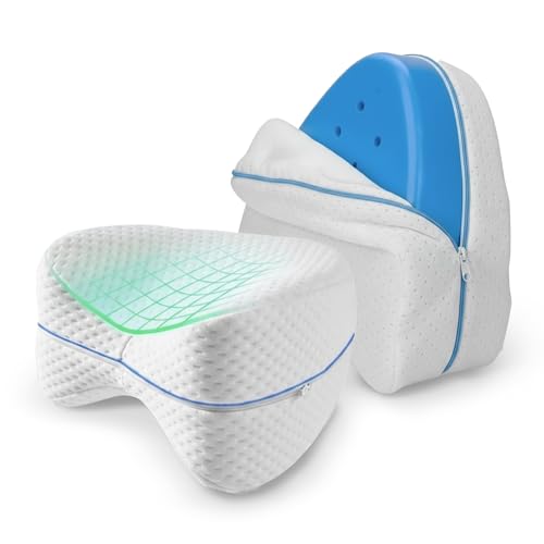 Genérico Almohada Piernas Dormir – Cojín Ortopédico Ergonómico para Dormir de Lado – Alivia Dolor de Espalda, Cadera y Ciática – Espuma Viscoelástica con Funda Transpirable y Lavable