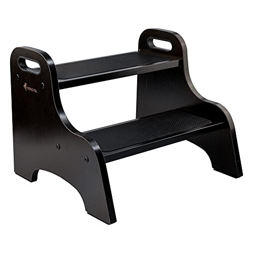 StrongTek Wood 2 Tritthocker für Kinder mit Rutschfester Trittfläche, tragbaren Griffen, rutschfesten Fußpolstern und 150kg. Kapazität, Mehrzweck-Schwerlaststütze(Espresso) Cover