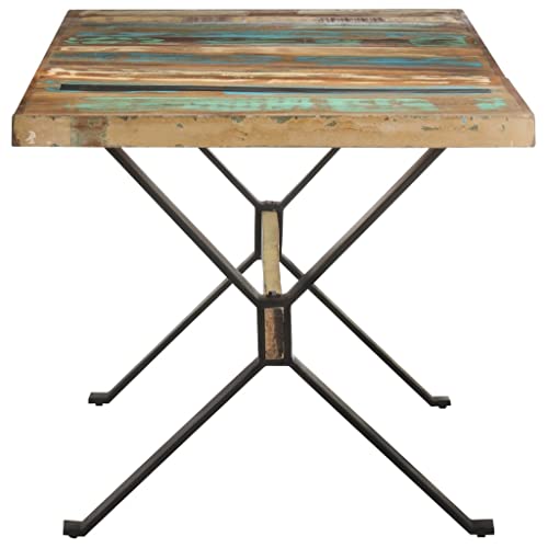 Table à manger bois massif vieilli 160x80 table de cuisine salon - 4