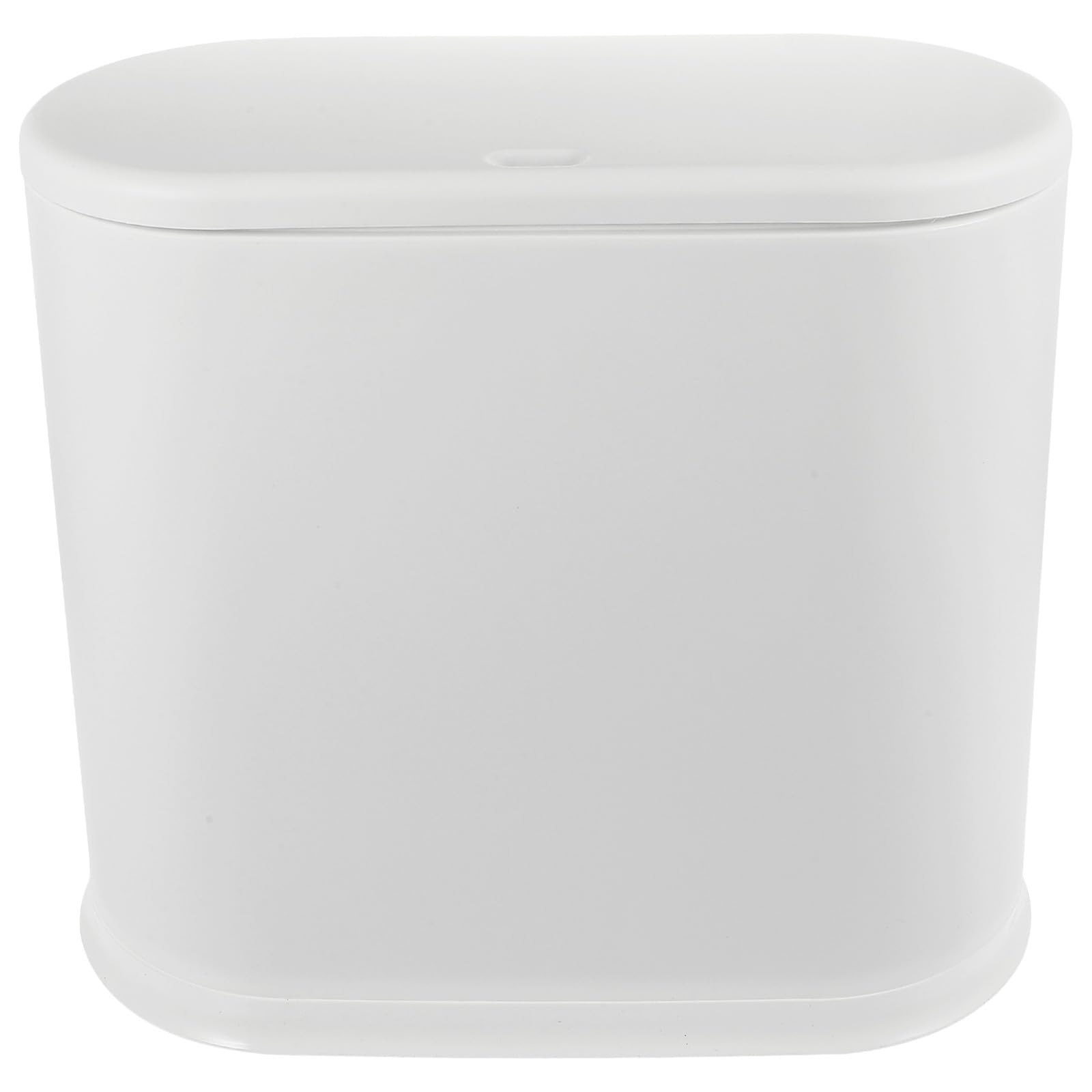 Cubo de Basura Pequeño con Tapa a Presión, PP Blanco Ovalado