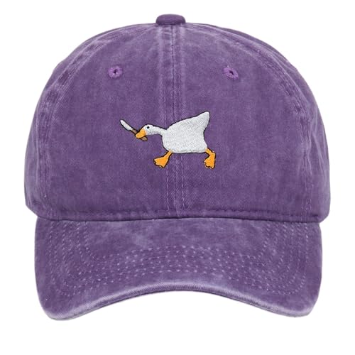 Casquette de baseball avec motif brodé et visière duckbill violette