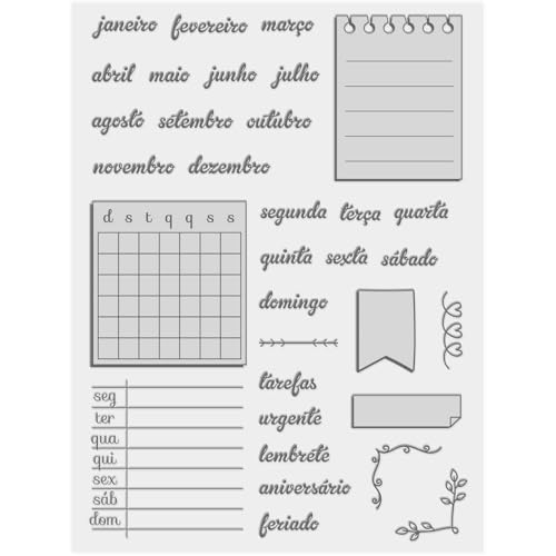 Tilibra - Cartela Carimbos Transparentes Calendário - Blister com 1 Unidade