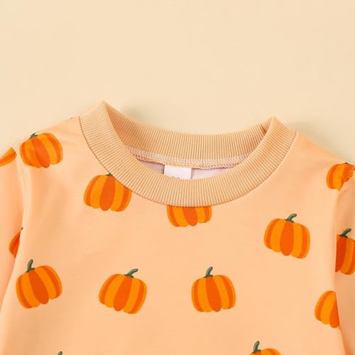 Toddler Baby Girl Halloween Outfit Pumpkin Sweatshirt Pullover Tops Long Pants Sweatsuits Fall Winter Clothes4