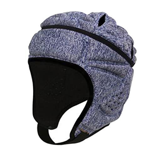 Chatonshen Rugby Casco con Espuma EVA Casco de Protección Deportiva Sombrero Blando Ajustable con Correa para la Barbilla y Orejeras Transpirable para, Blanco Azul