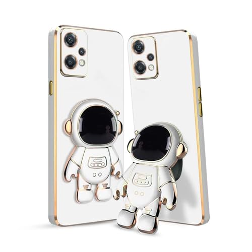 Image of for Realme 9 Pro Plus | Realme 9 / Narzo 50 Pro 5G Case Cute 3D Astronaut Stand Design Camera Protection Shockproof Soft Back Cover for 9 Pro Plus | Realme 9 / Narzo 50 Pro 5G (White)