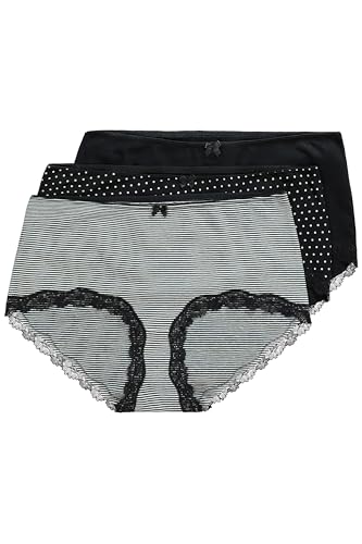 Hipster Ulla Popken noir 3 pièces en maille fine et finitions soignées pour femme