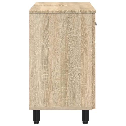 Armario de baño con sifón y puerta mueble bajo lavabo de madera 60 cm de ancho 7